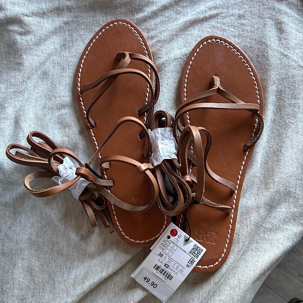 Zara tie up sandals